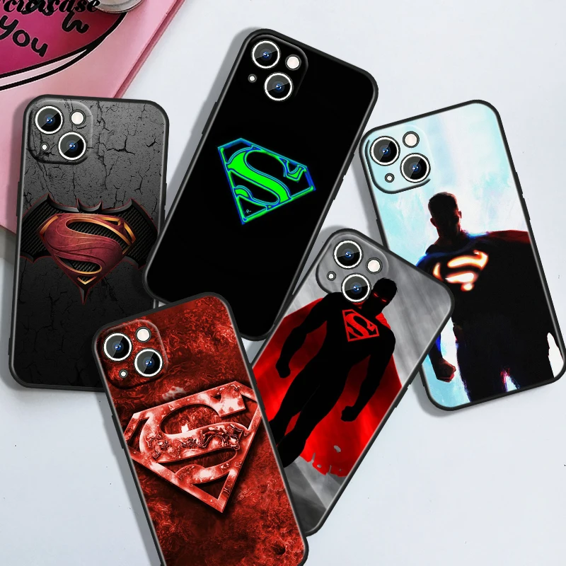 Cool Batman Superman For iPhone 15 14 13 12 11 XS XR X 8 7 6 6S 5 5S Pro Max Plus Black Shockproof Phone Case