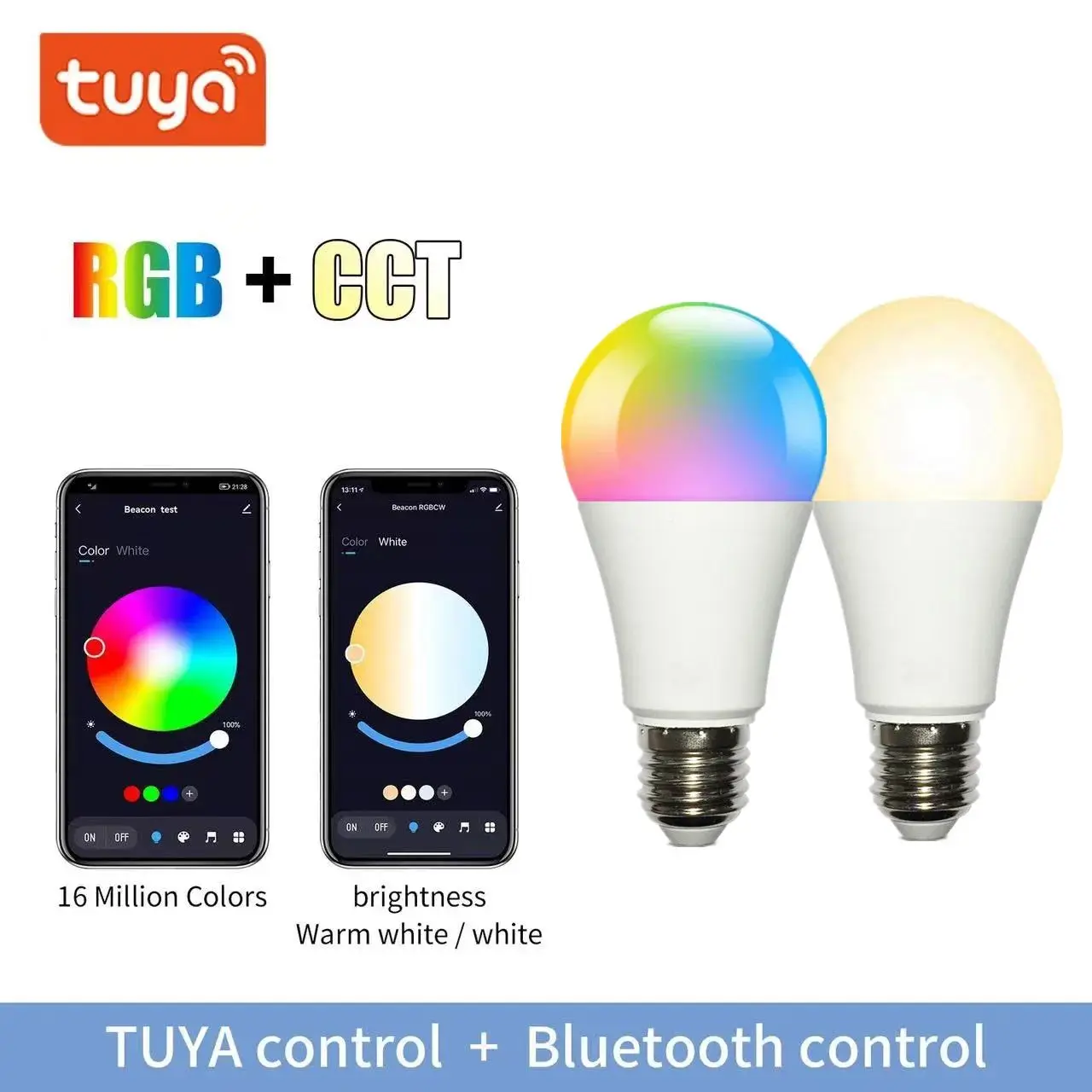 Tuya Bluetooth E27 LED Smart Bulb RGB 110V 220V APP Control Dimmable Smart Lamps For Home Bedroom Room Decoration