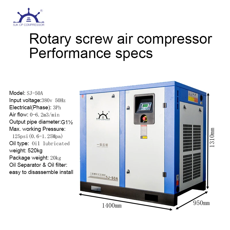 Factory Wholesale Fixed Speed Industrial Rotary Screw Air Compressor  37KW 50HP 380V Fixed Speed Compressor Air Screw