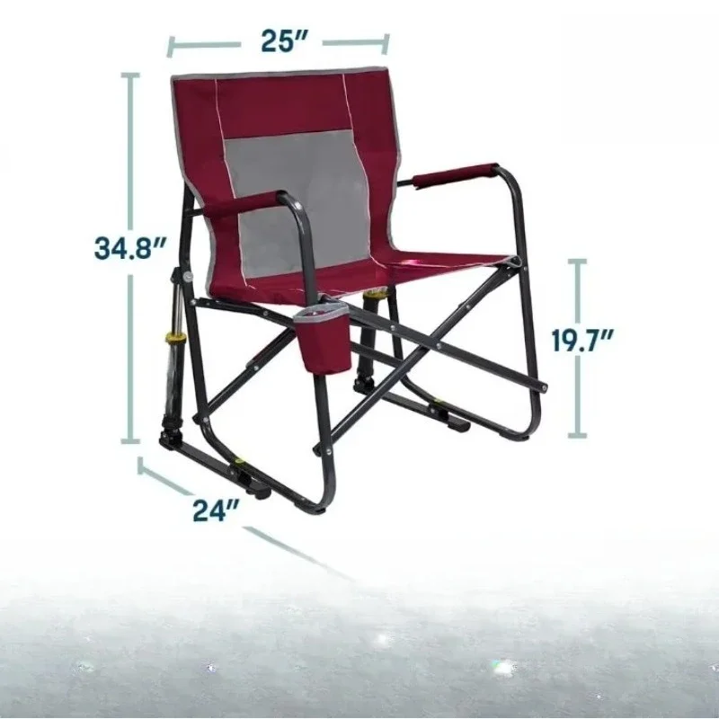 Camping Chair Folding Design Beverage Holder Rocker Portable Folding Beach Fishing Swing Relaxing Cup Holder Armchair