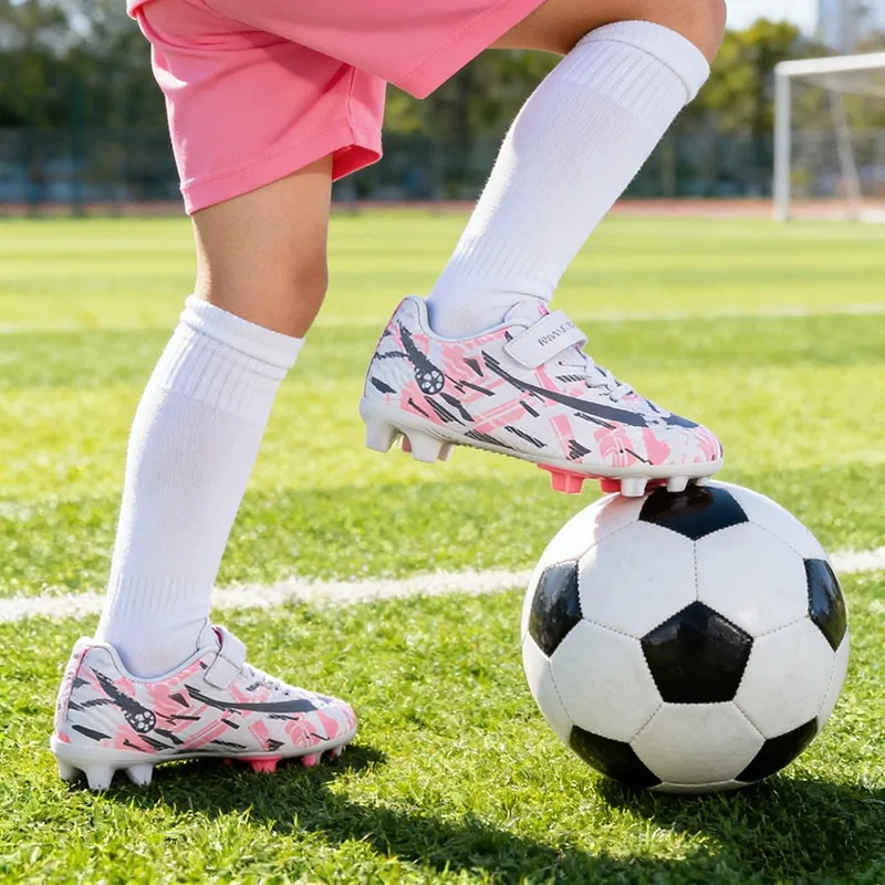 

1pair Soccer Cleats Men's and Women's Spiked Sneakers School Student Training Shoes Non-slip and Breathable Size 31-39