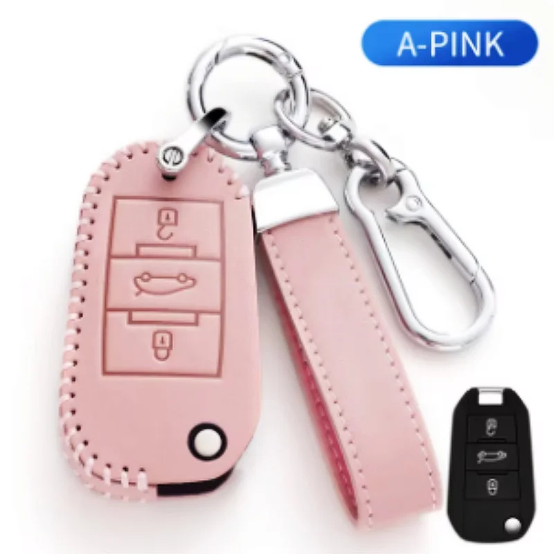 

Oli Leather Car Folding Flip Key Case Cover Shell for Citroen C4 CACTUS C3 C5 C4L for Peugeot 408 508 301 2008 3008 Protector