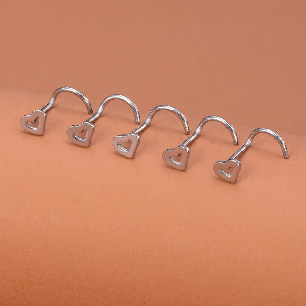 5 Stück Nasenringe für Frauen 20G Schraube Nasenstecker Herz Mond Stern Kugel Edelstahl Nasenloch Piercing Septum Knorpel Schmuck – Detail 6