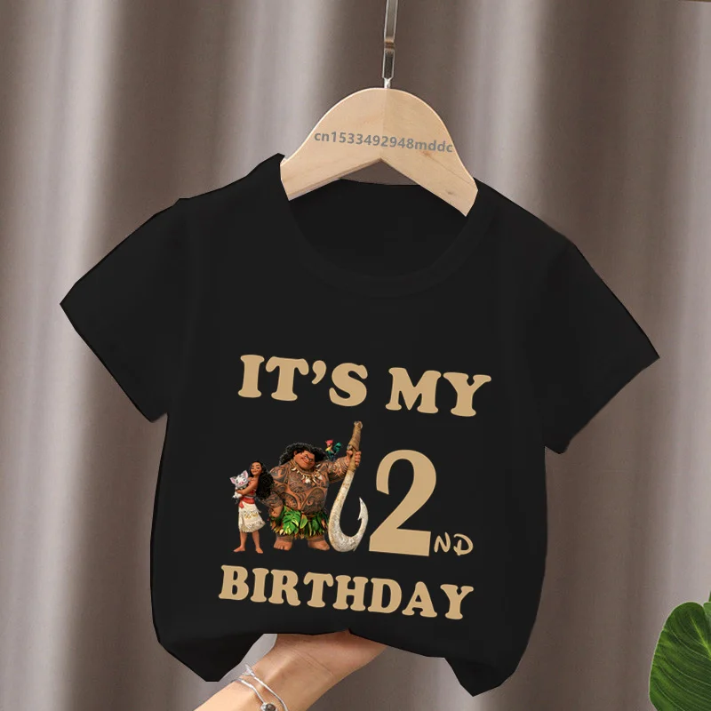 It\'s My 1 2 3 4 5 6 7 8 9 Years Birthday Boys Girls T shirt Moana Ocean Romance Princess Cartoon Kids Clothes Baby T-Shirts