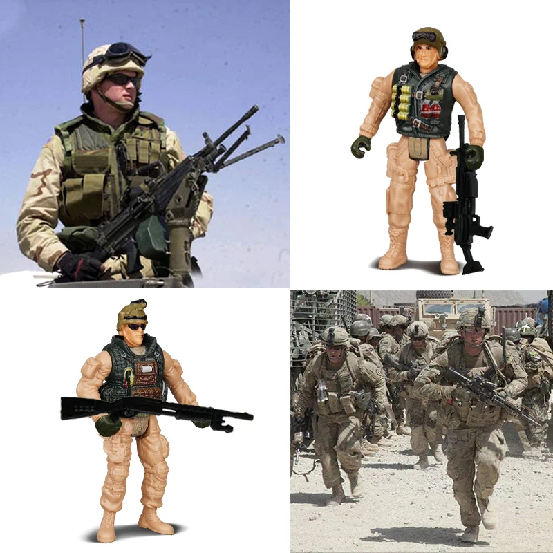 4 buah 4 inci tentara pria pasukan khusus Tentara Action figure Playset Elite SWAT tim militer senjata Modle mainan untuk anak-anak hadiah anak laki-laki