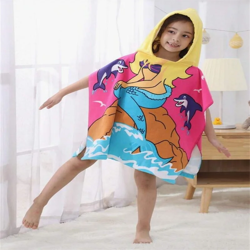 

Beach Towel For Kids Hooded Bath Towel Poncho Kids Towel Microfiber Baby Towel For Girls 2-6 Years Bathroom Beach Swim Cover (Me