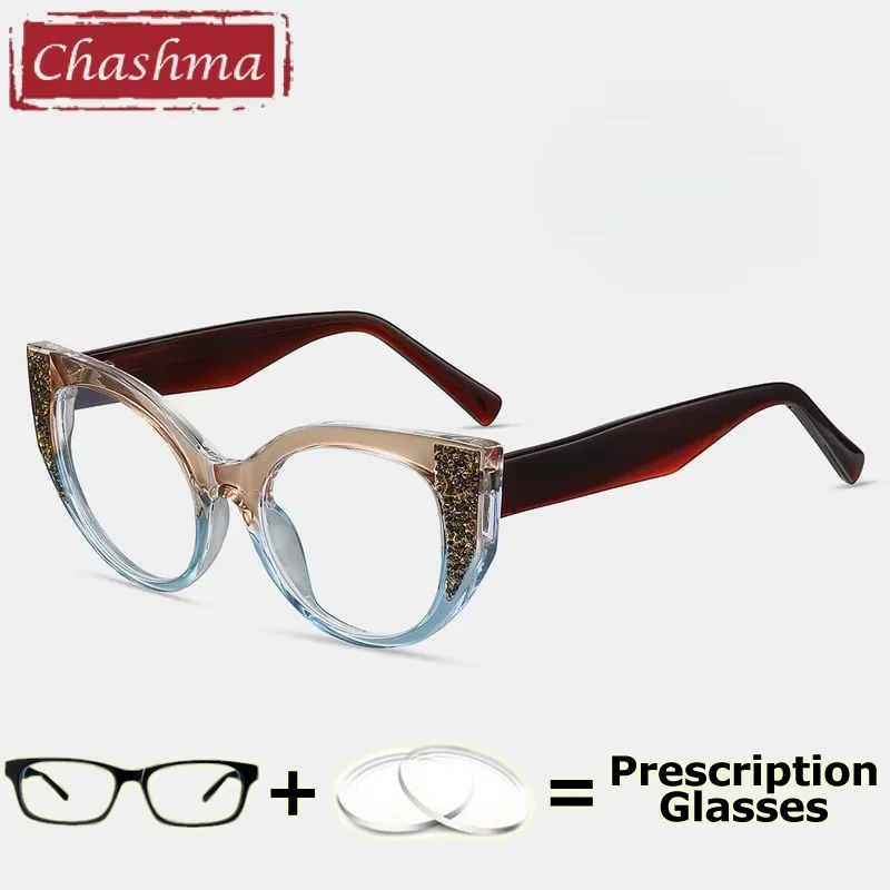 Chashma Prescription Glasses Women TR90 Myopia Lenses Fashion Spring Hinge Optical Recipe Eyewear Cat Eye Eyeglasses Frames
