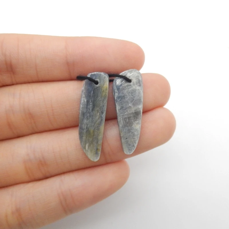 Natural Blue Kyanite Crystal Dangle Earring Beads 27x8x3mm 3.1g Unisex Adult Jewelry Making Supplies Gift