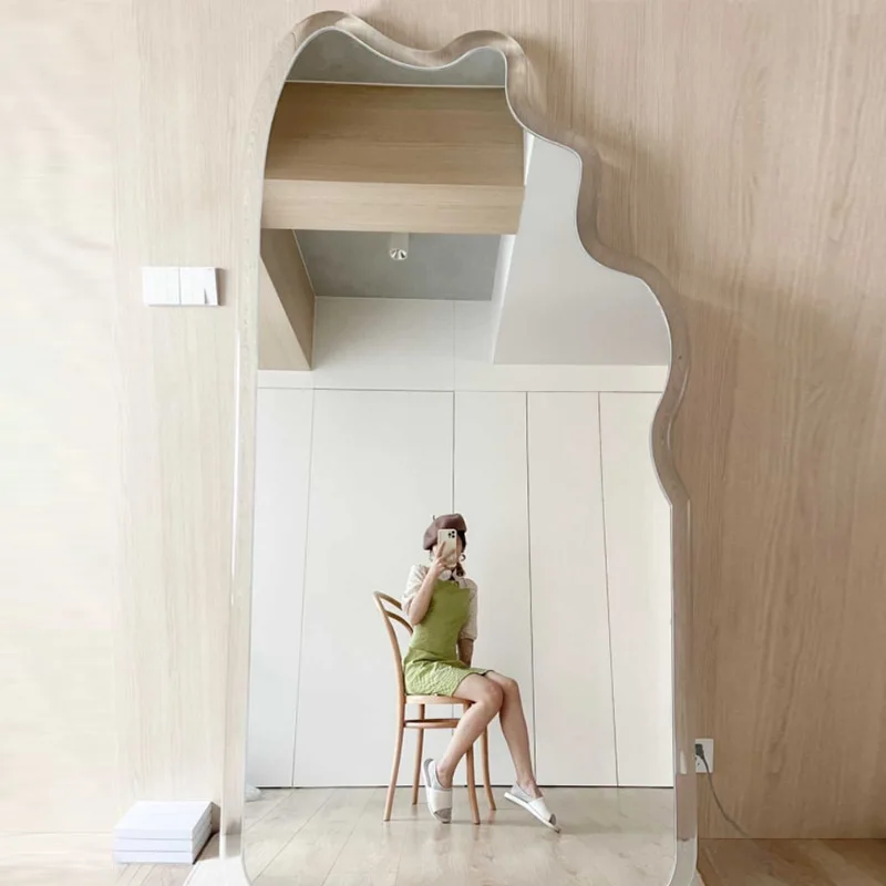 

Wave full body floor mirror wall decoration irregular mirror acrylic edge