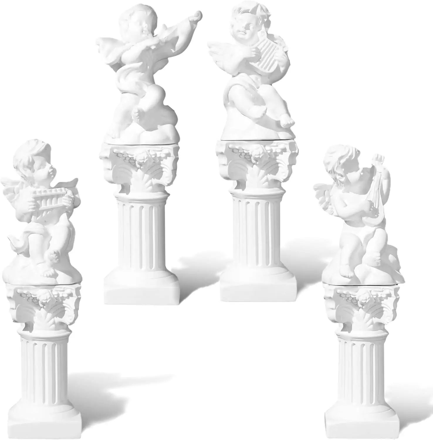1 Set Statues Mini Roman Columns Adorable Little Angel Figurines Decor Mini Resin Musical Sculpture Statue for Wedding & Home