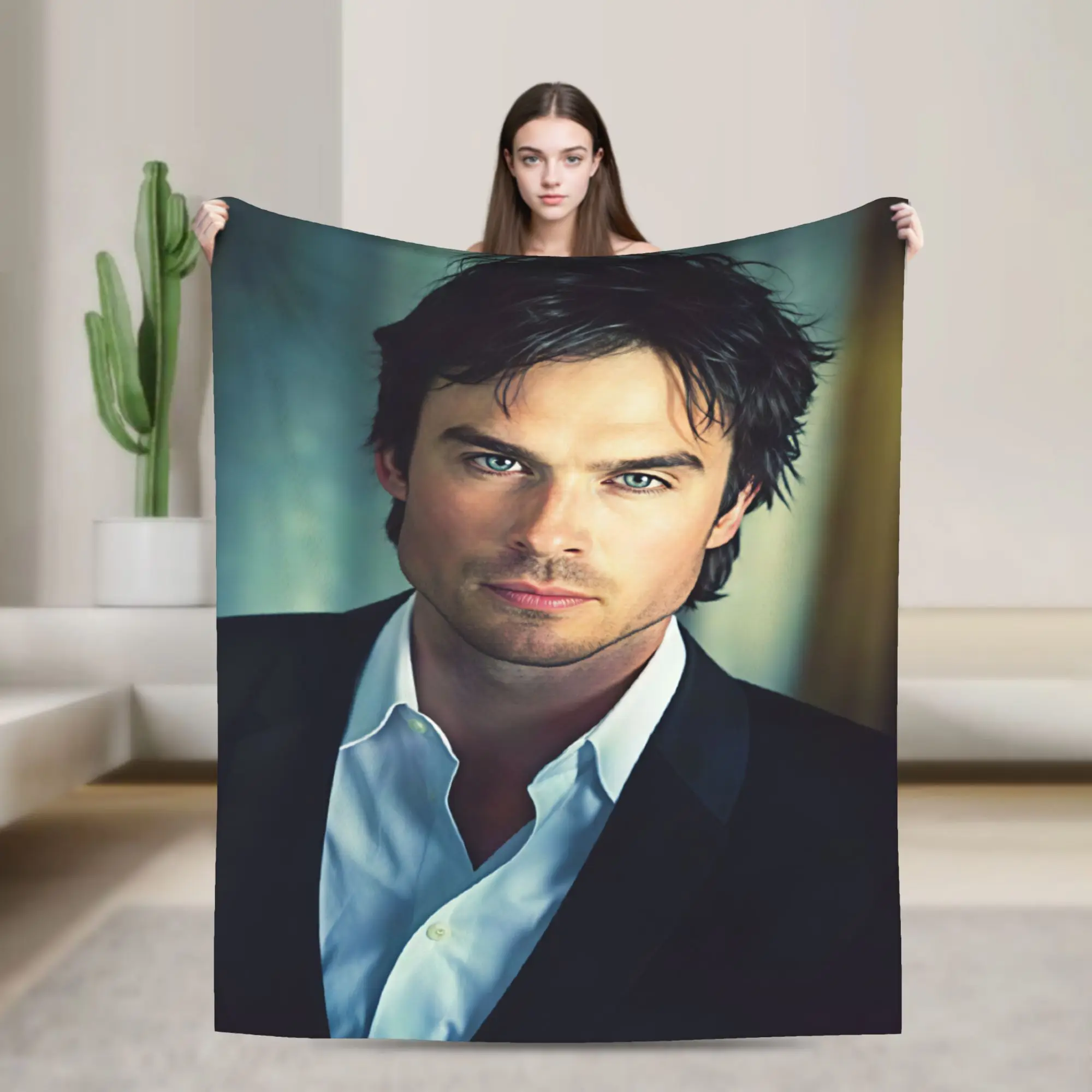 Ian Somerhalder Flannel Blanket  Super Warm Bedding Throws for Outdoor Travel Pattern Bedspread Sofa Bed Cover