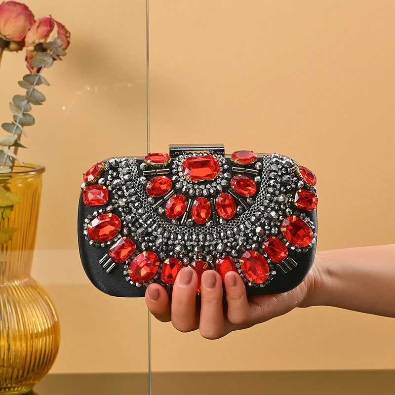 Fashion Women Party Purse Ladies Handbag Wallet Handmade Beaded evening Bag Bridal Crystal Luxury Diamond Wedding Clutch bag