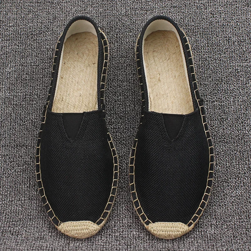 Plus Size 35-45 Women Sewing Flax Shoes Slip on Loafers Casual Shoes Woman Espadrilles Hemp Canvas Flat Shoes