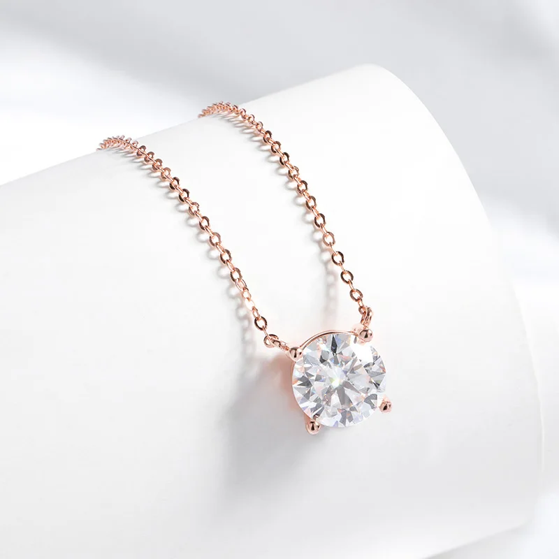 Smyoue 1-5CT Rose Gold Color Moissanite Necklace for Women D Color Sparkling Classic Lab Diamon Pendant Sterling Silver 925 GRA