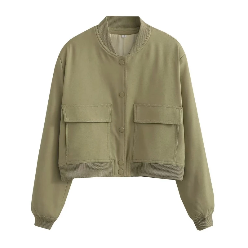 

Autumn New Stand-up Collar Double Pocket Locomotive Pilot Jacket Jacket Top