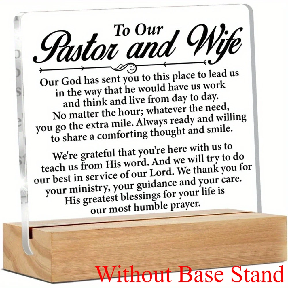Without Base Stand Acrylic Pastor Appreciation Gift Plaque with Bible Verse, Religious Desk Decor for Church Leaders, 2D