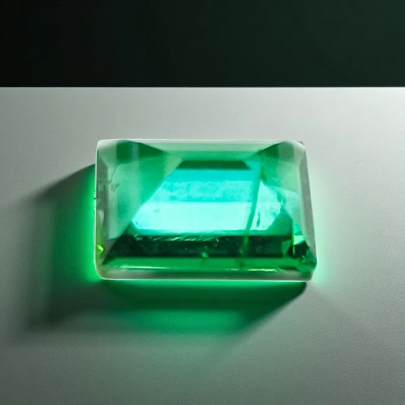 ラボグロウン ザンビア産エメラルド 長方形カット 水熱法手彫り ジュエリーセッティング＆カスタムデザイン選択可能 証明書付き