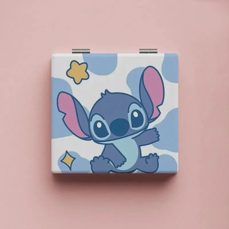 Disney Lilo & Stitch Portable Mirror Anime Figure Stitch Cute Cartoon Makeup Mirror Fashion Sweet Girl Child Folding Mirror Gift