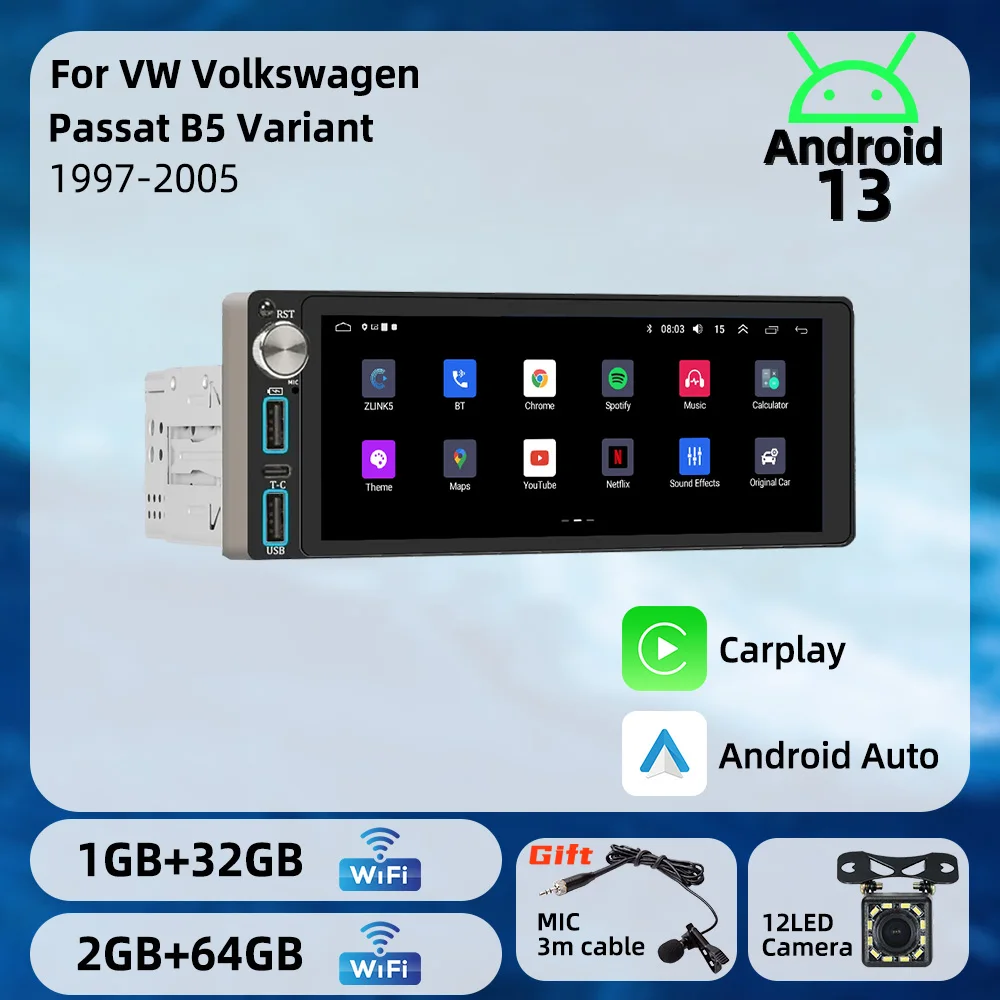 6.86" Screen 1Din R…