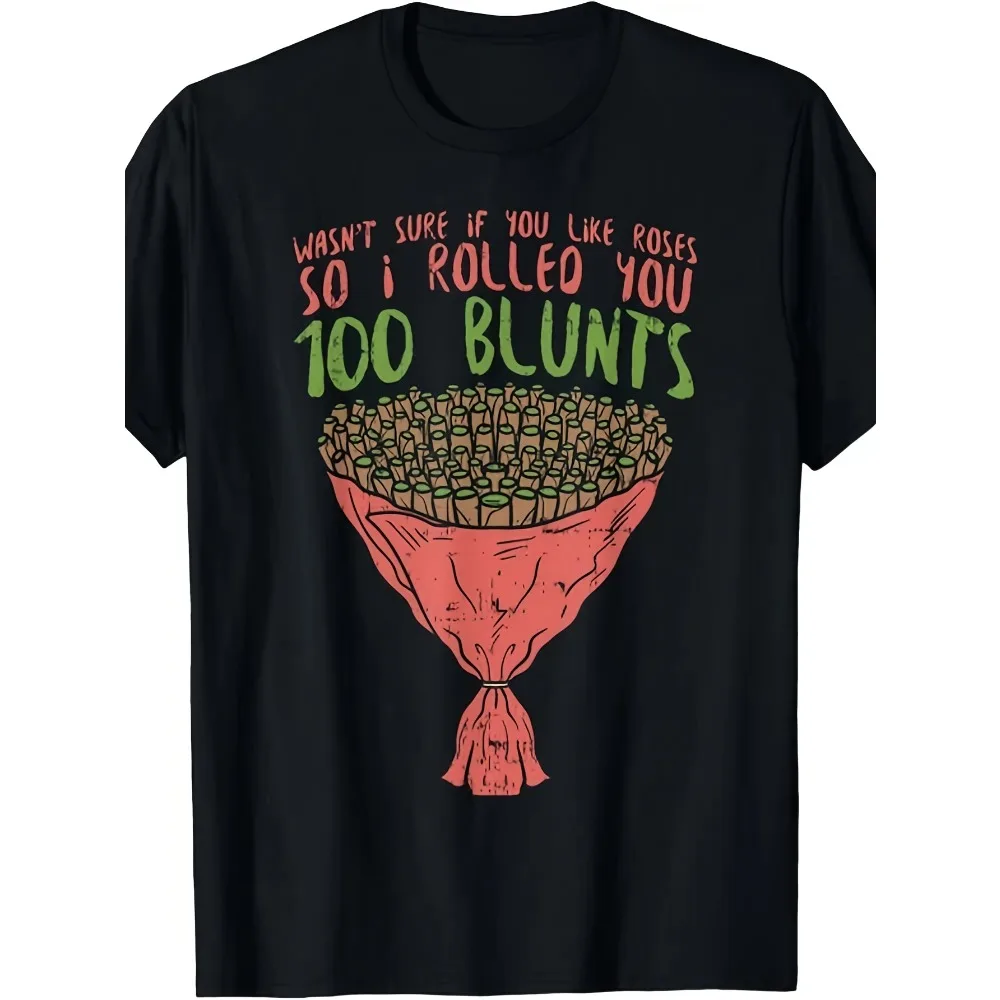 

Humorous Valentine'S Day T-Shirt Featuring a Weed Blunt Bouquet, Suitable for Both Men And Women, with a Summer Short-Sleeve
