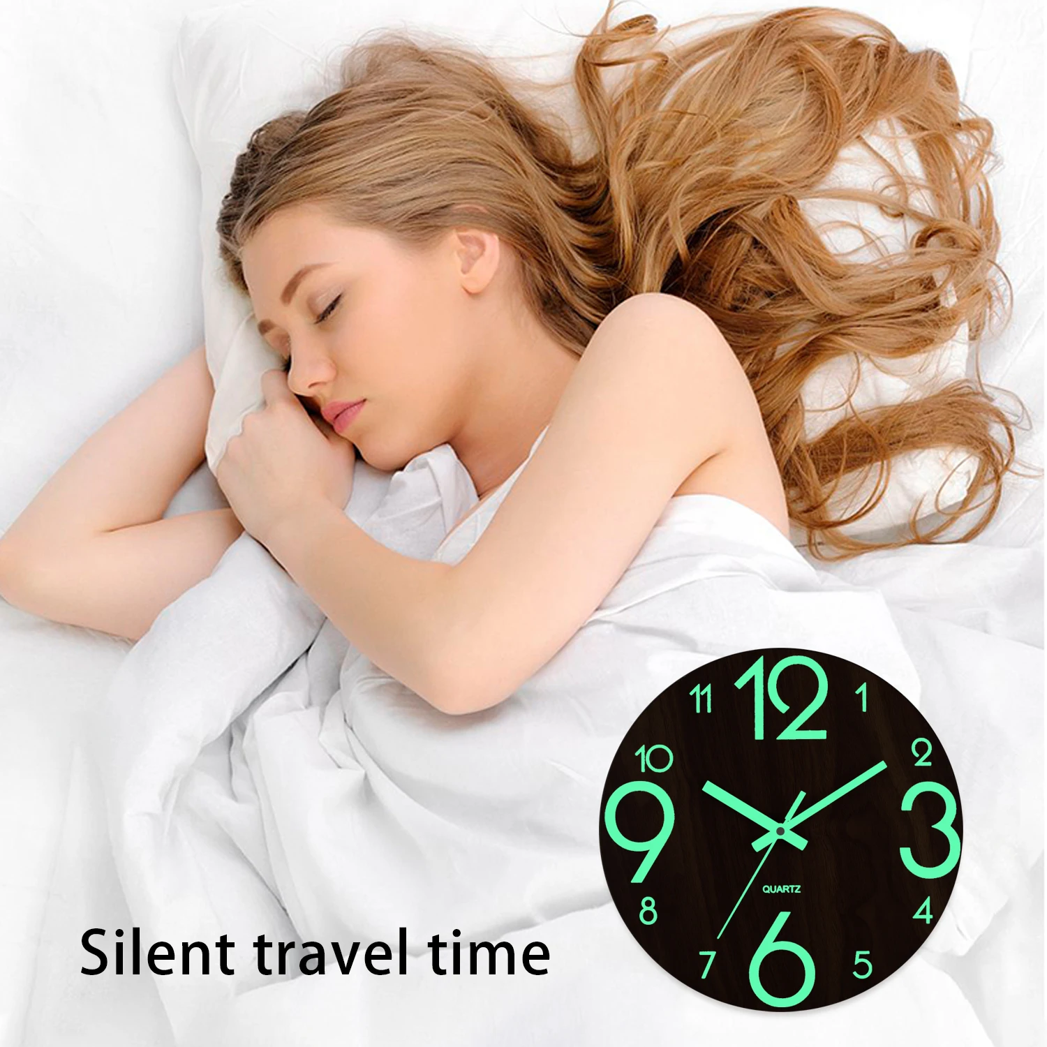 ساعة حائط بدون إطار مع إضاءة ليلية ، كتم الصوت ، مضيئة ، رقمية ، غرفة معيشة ، غرفة نوم ، ديكور ، 12 بوصة ، 1