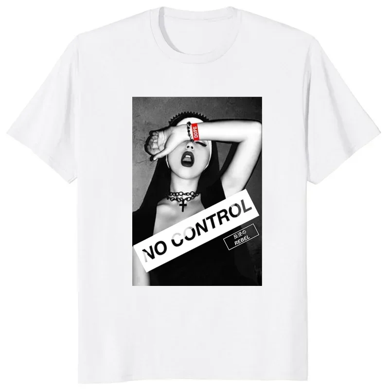 Girls Tshirt summer tops Hot sale Sexy Nun Nonne Religieuse Pin Up Church of Satan Anton Lavey Satanic Occult Goth Gothic Tees