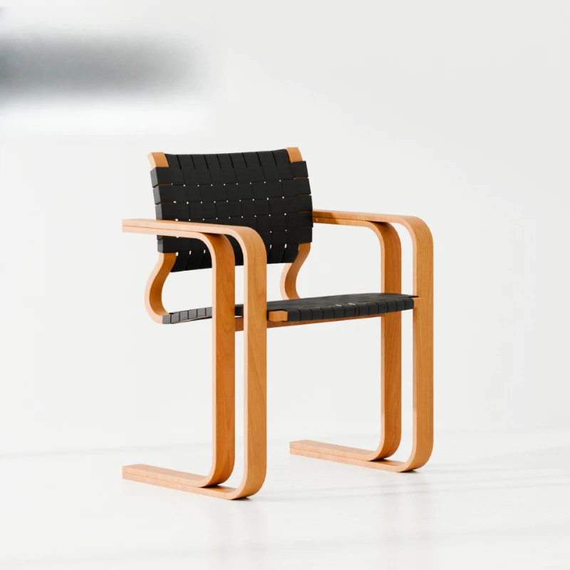 

Woven chair retro solid wood designer medium and ancient style creative restaurant