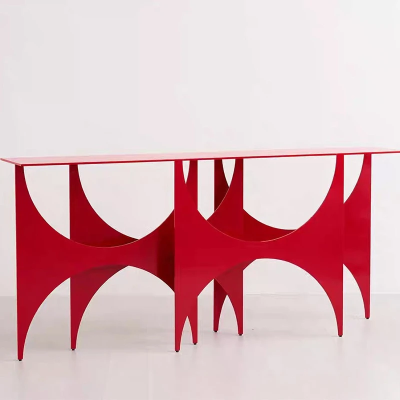 

Modern metal line entrance table table villa corridor against the wall model house furniture