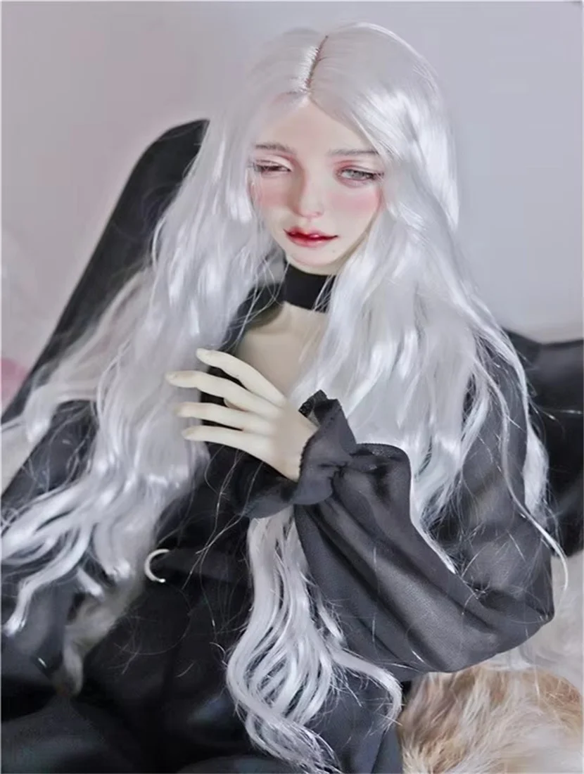 

BJD doll wig suitable for 1/3 1/4 1/6Uncle size fashion new milk silk long curly hair men and women's baby white brown black wig