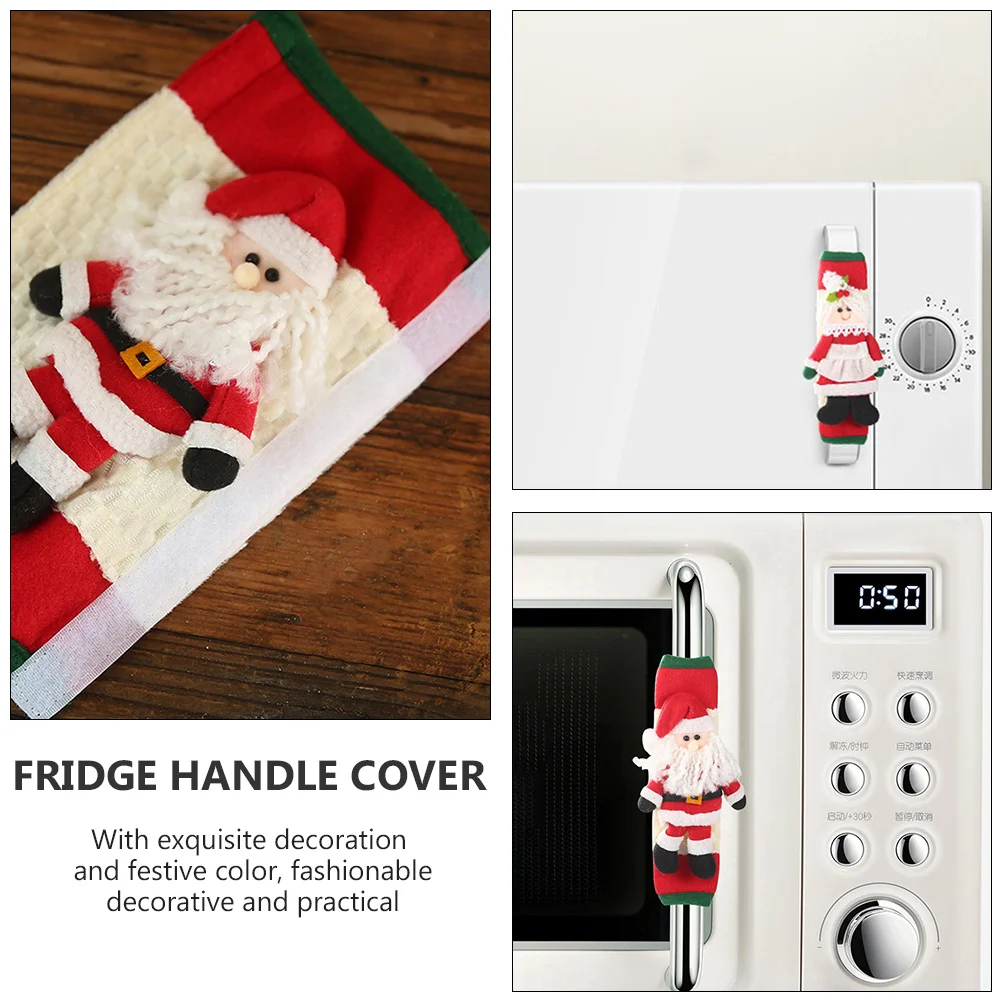 

2Pcs Christmas Fridge Handle Cover Decorative Protective Fridge Door Handle Protectors Festive Design Xmas Props
