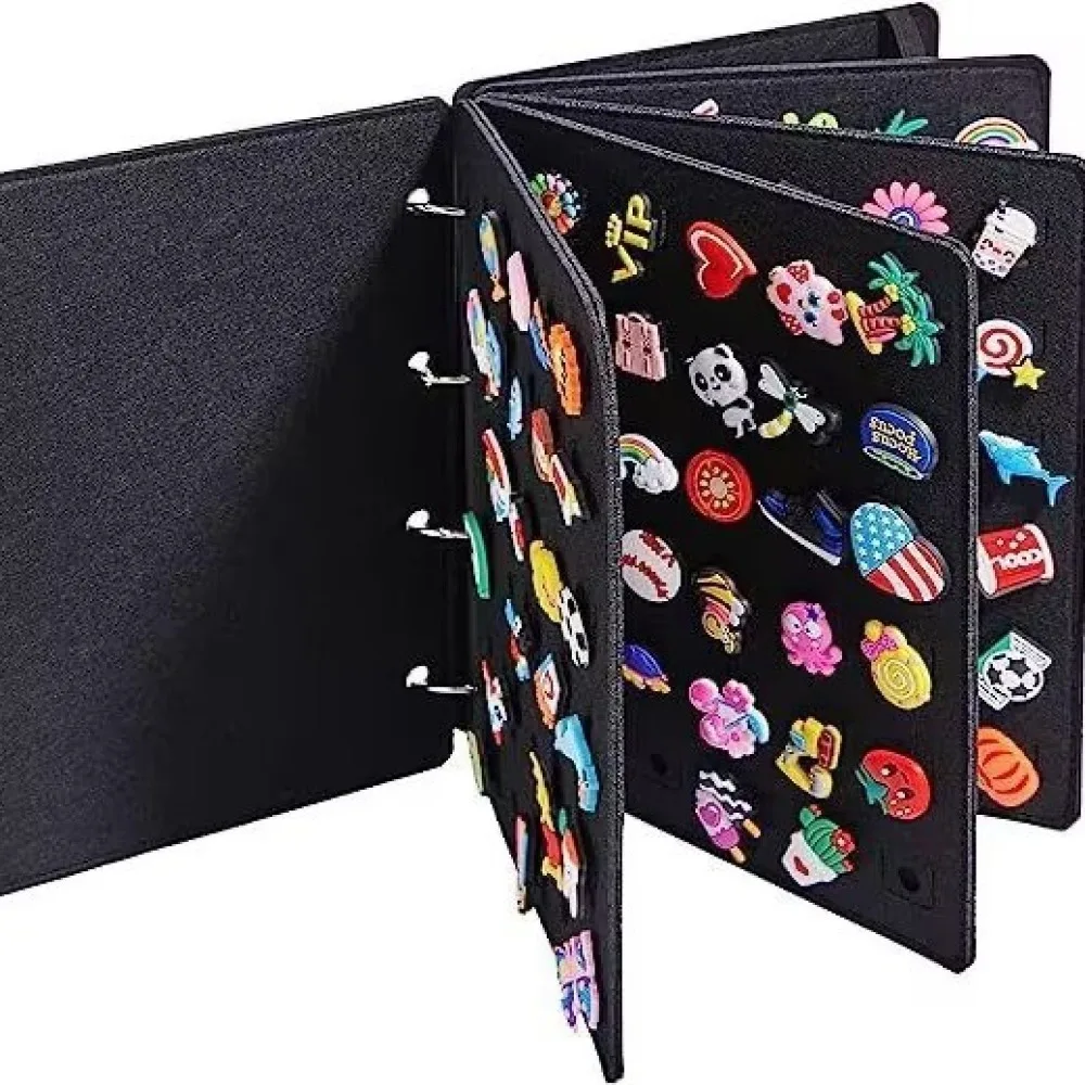 cloth 4+1+1 pages 3 colors shoe charms buckles organizer display storage books outdoor travelling DIY gift