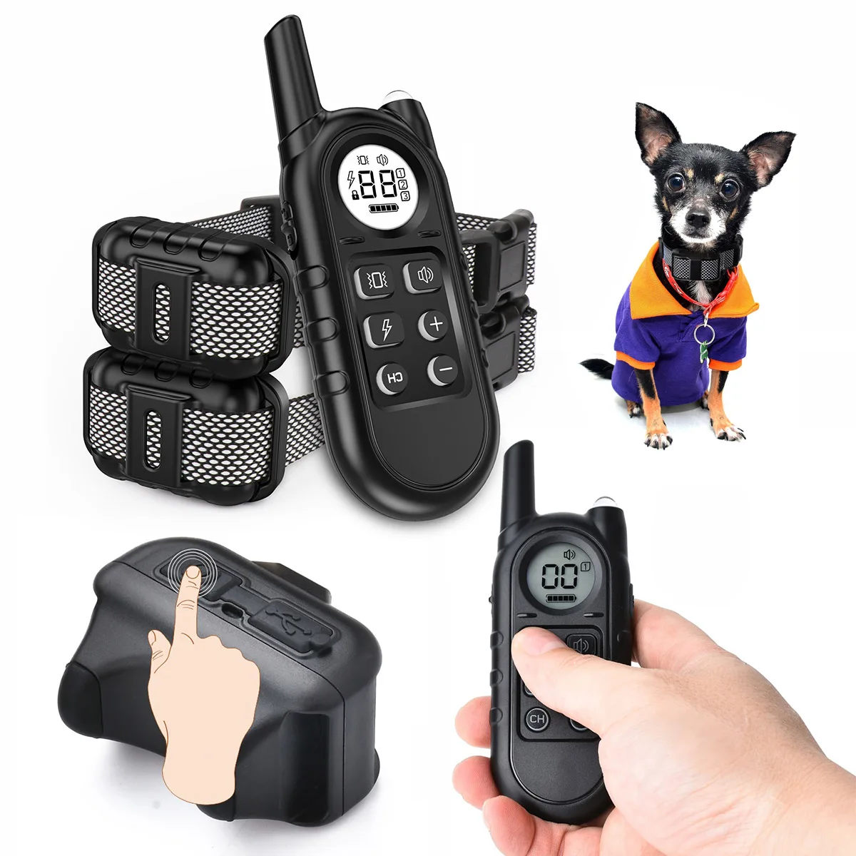 

Dog Collar IPX7 Waterproof E Collar for Dogs Large Medium Small, With Remote 1300ft, Rechargeable Electric Dog Training Collar