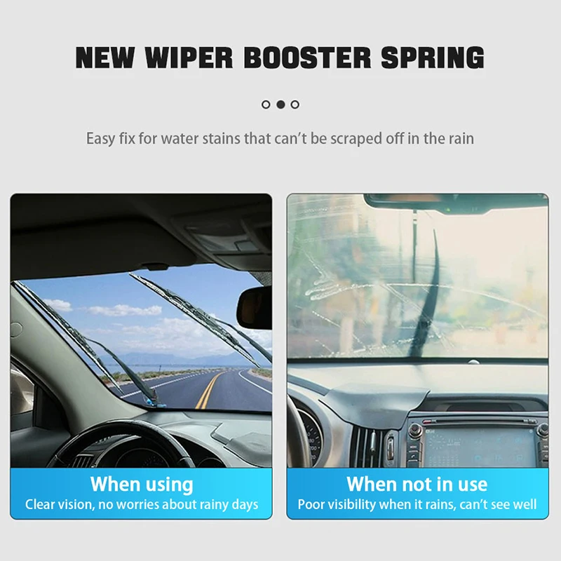 Universal Car Wiper Blade Booster Spring Alloy Windshield Wiper Enhancement Strip Clear View 2Pcs