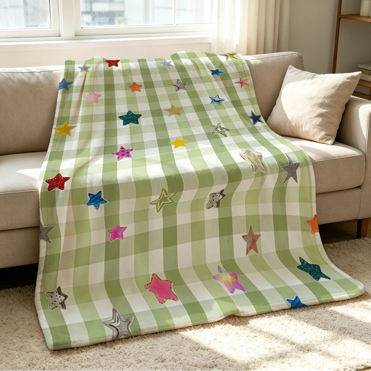 Star Fall Blanket Soft Cozy Throw for Sofa Bed Festive Holiday Decor Gift for Kids and Adults,Lightweight and Warm