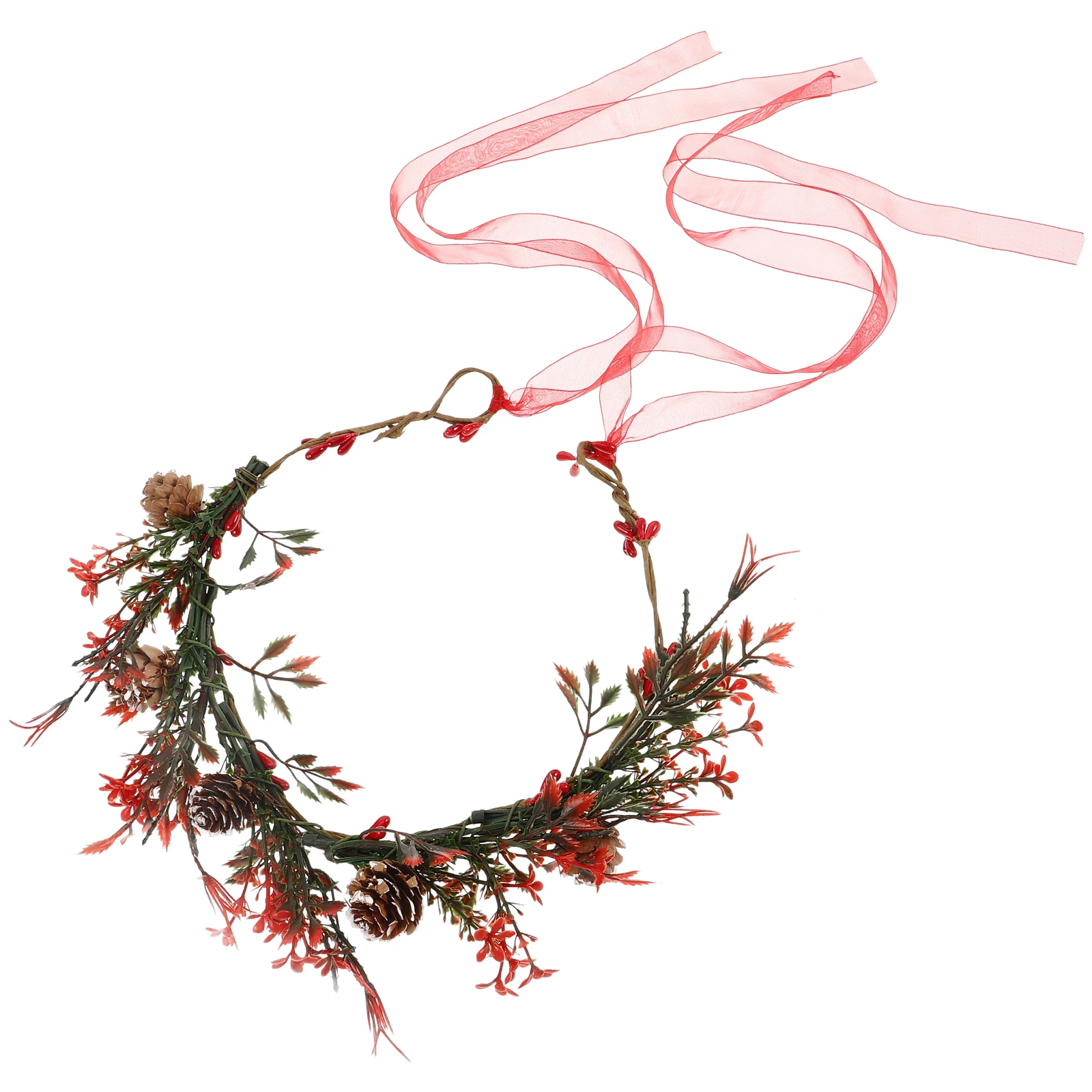 

Christmas Floral Hair AccessoriesRed Bridal Headpiece Plastic Garland Rose Flowers Crown Travel Photoshoot Wedding Party