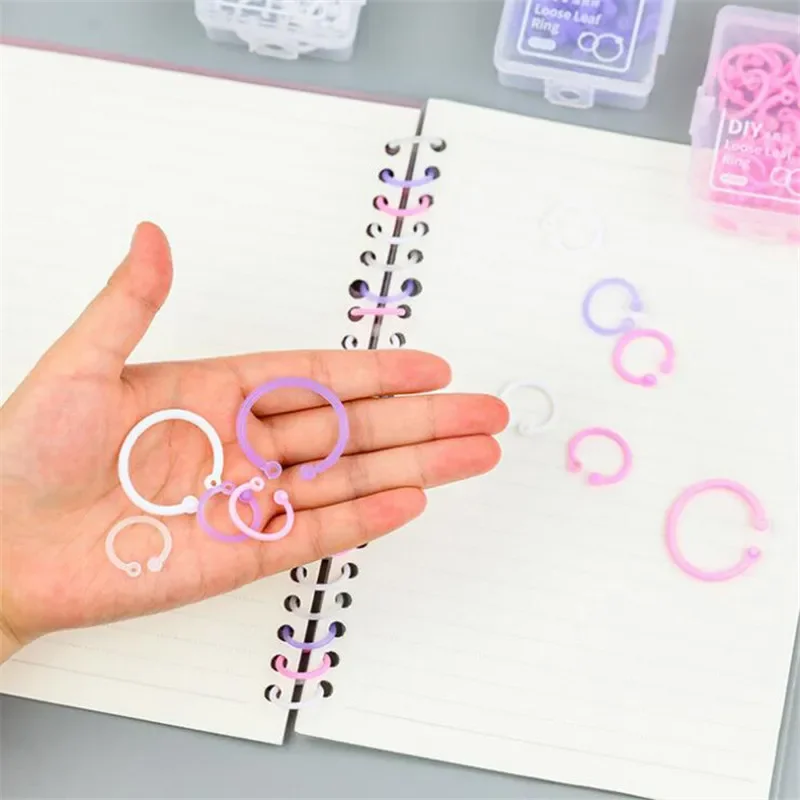 1 caixa 15/30mm álbum de plástico anel de livro folhas soltas anéis de cartão de caderno para material de pasta de escritório