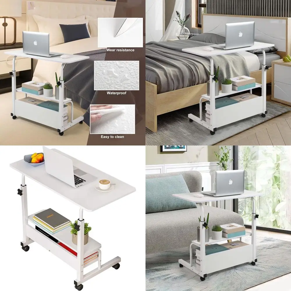 

Стол для ноутбука с регулируемой высотой и местом для хранения, белый — портативный стол для спальни, дивана, офиса и домашнего использования