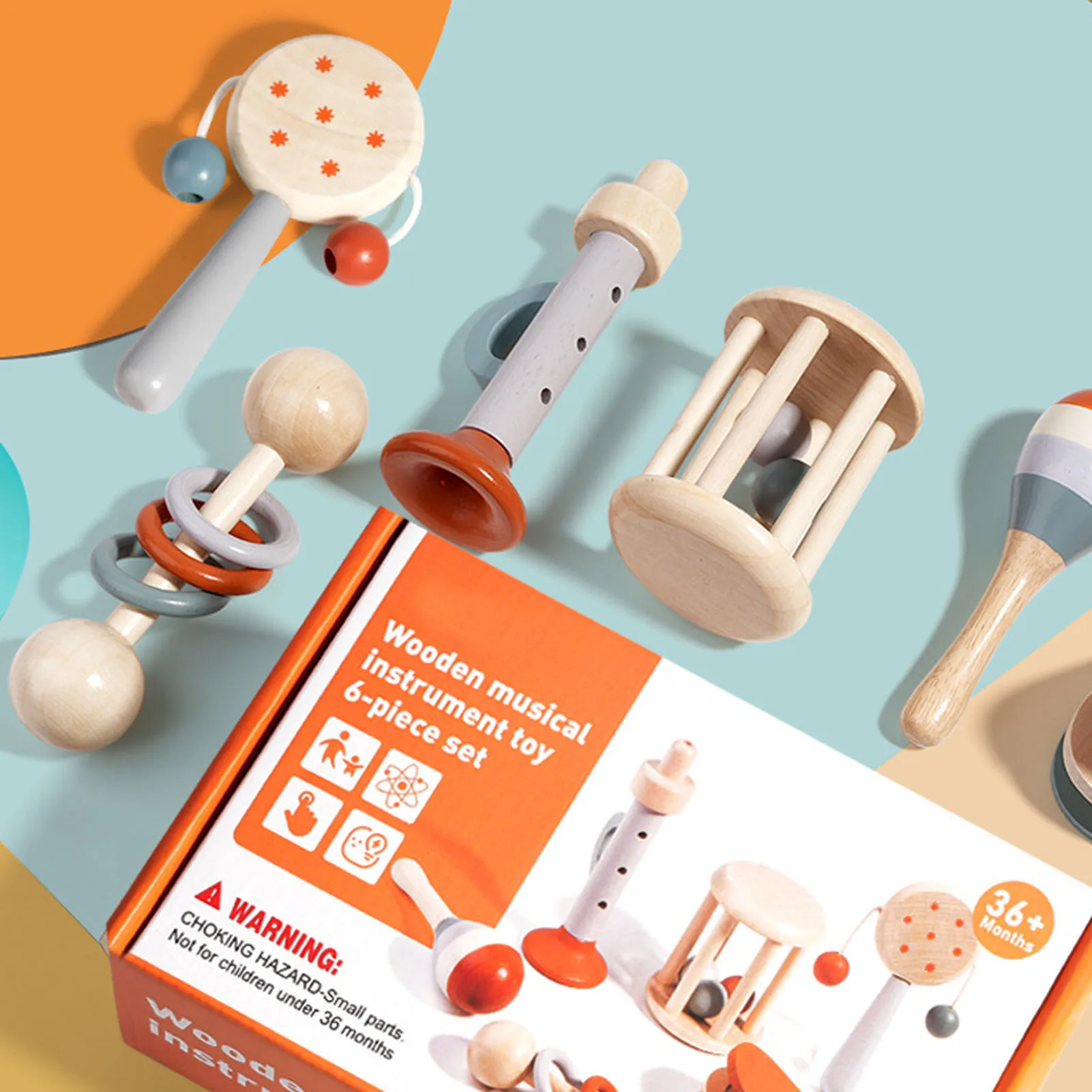 ชุดเครื่องดนตรีไม้สำหรับเด็กเล็ก ของเล่นดนตรีสำหรับเด็กวัยหัดเดิน ชุดเครื่องดนตรีเคาะจังหวะเพื่อการศึกษาด้านดนตรี