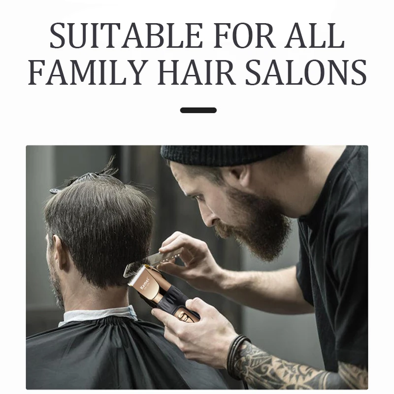 Kemei-cortadora de pelo profesional para hombres y niños, máquina de corte de barba, con pantalla LED, resistente al agua, KM-1255