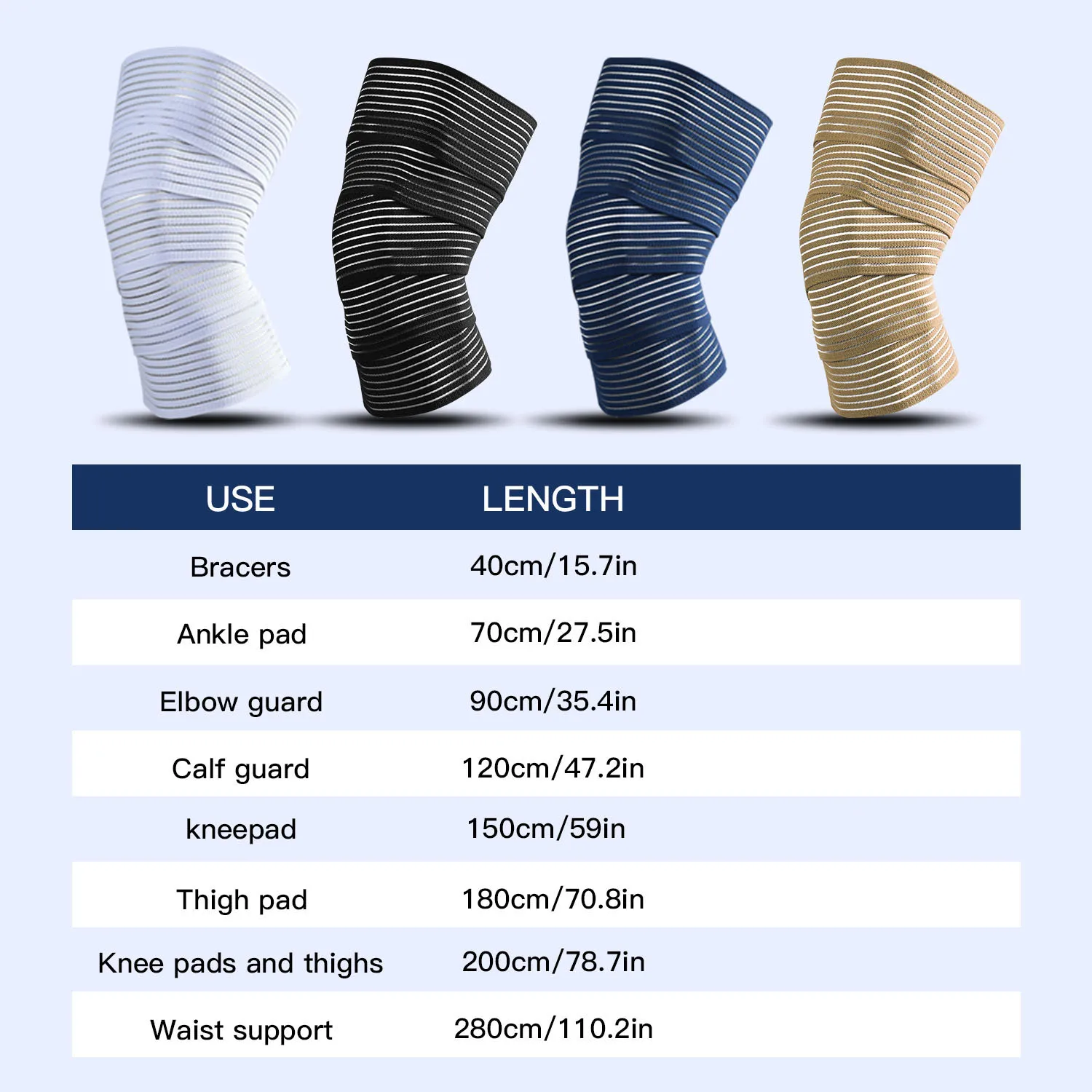 Elastic Winding Sports Knee Bandage, Adjustable Compression Knee Wrap Support for Fitness Weightlifting Running, Joint Stabilize