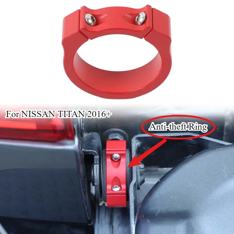 

For NISSAN TITAN 2016 2017 2018 2019 2022-2025 Auto Tailgate Anti-theft Ring Aluminum Alloy Black Red car tools accessories