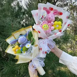 Cartoon Anime Winnie Eeyore Bouquet Stuffed Animals Flower Bouquet Home Decoration Valentine Christmas Gifts