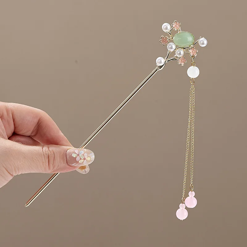 Women's Elegant Flower Hairpin with Blue Flower Tassel