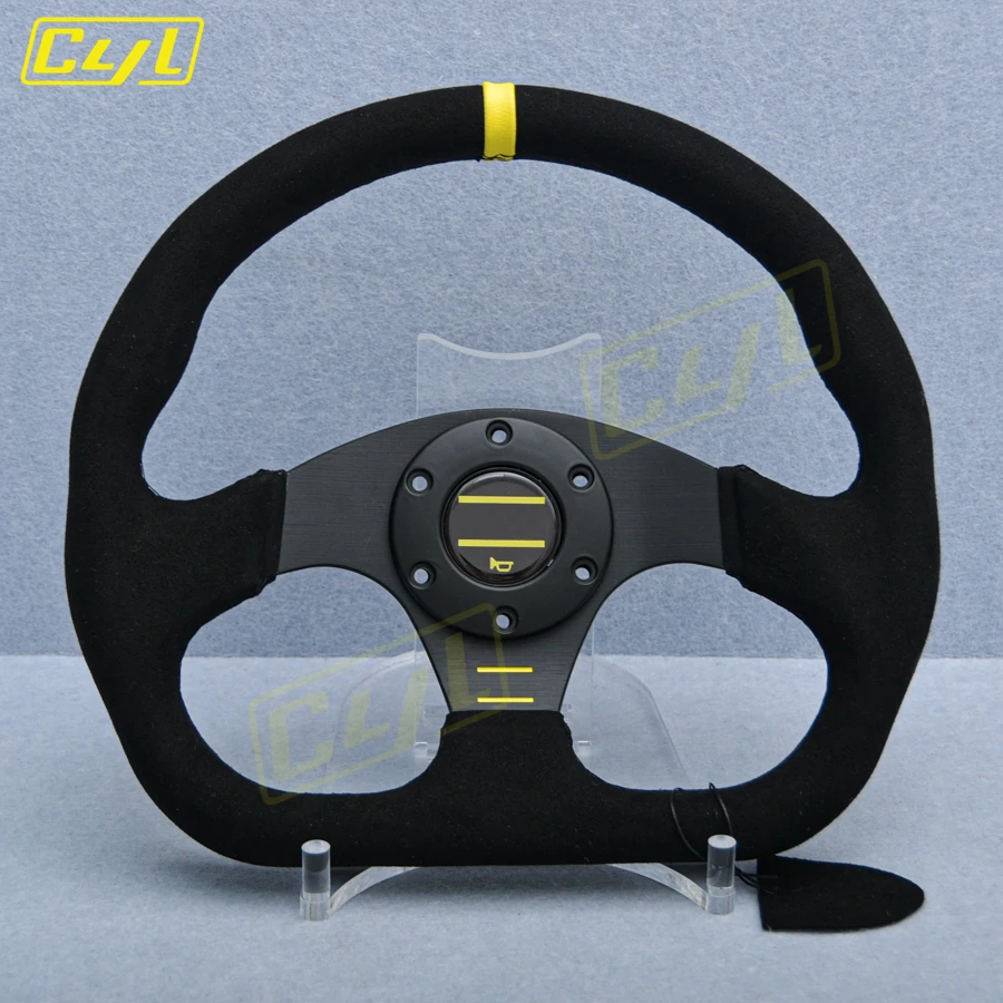 JDM Universal 13inch 320mm D Shape Steering Wheel Suede Leather Racing Sports Gaming Steering Wheel