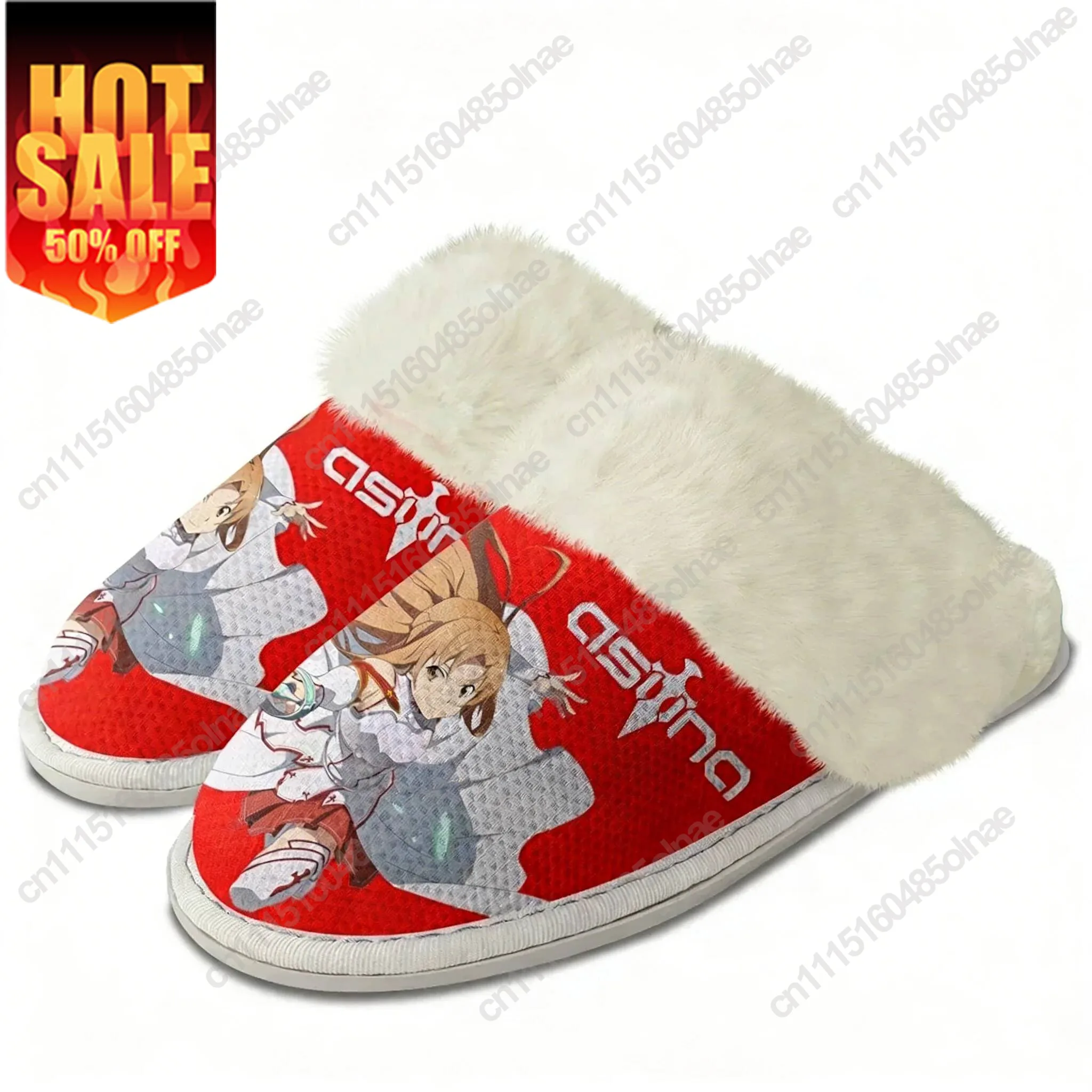 Sword Art Online Asuna Plush Slippers Keep Warm Shoes Mens Womens Home Cotton Bedroom Customized Thermal Lightweight Slipper DIY
