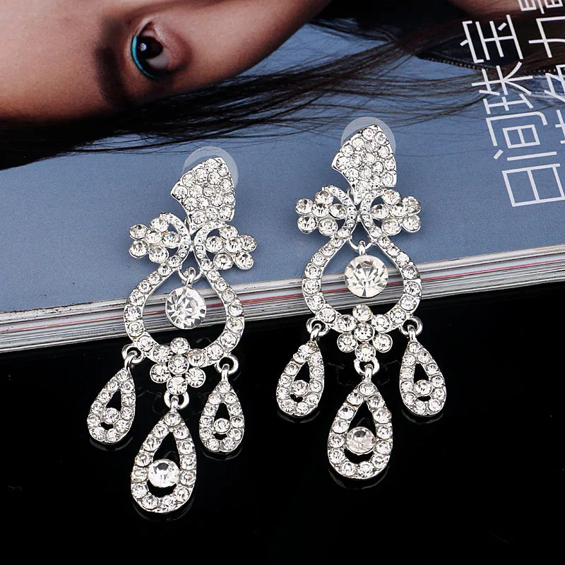 TREAZY Luxury Crystal Big Drop Earrings for Women Charm Bridal Floral Warterdrop Dangle Earrings Prom Wedding Birthday Gift