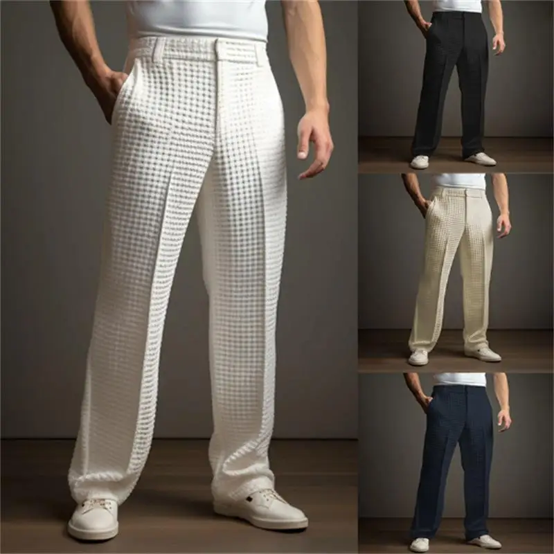 

Men's Formal Straight Leg Pants with Diagonal Front ket Faionable Urban Sle Long Trousers for Office Use