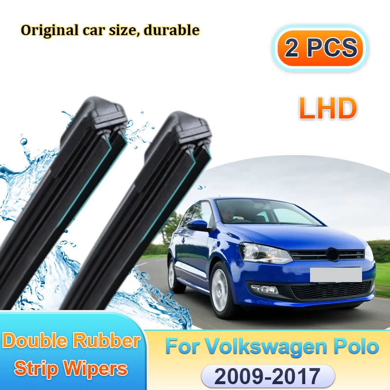 

Car Windscreen Wiper LHD For Volkswagen Polo 2009 2010-2017 Front Double Rubber Strip Wipers Blades Window Brushes Accessories