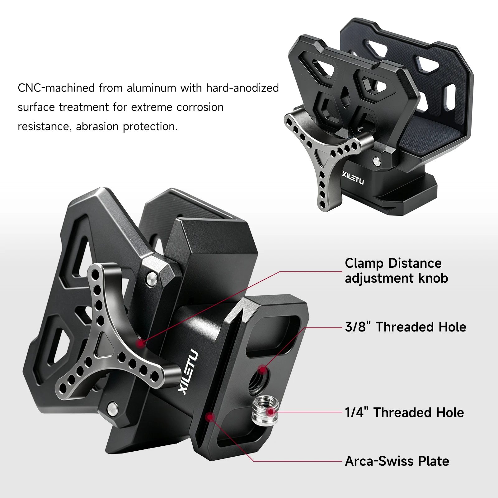 XILETU Aluminum Shooting Saddle Tripod Rest Vise Mount Tactical Clamp Outdoor Hunting Adapter With 3/8