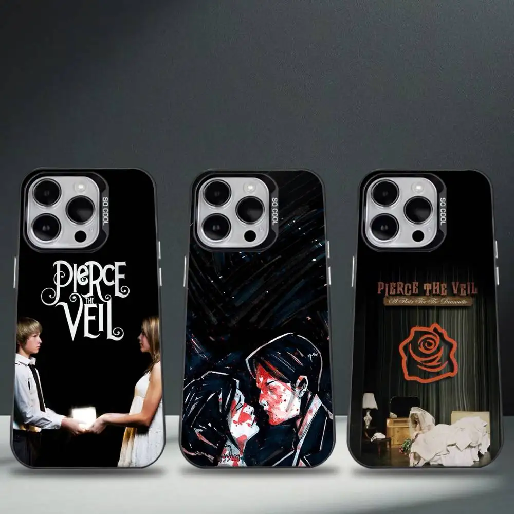 

P-Pierce The Veil Band Phone Case For iPhone 16,15,14,13,12,11,8,7,Pro,Max,Plus,Mini,XS,SE Anti Fall Black Matte Hard